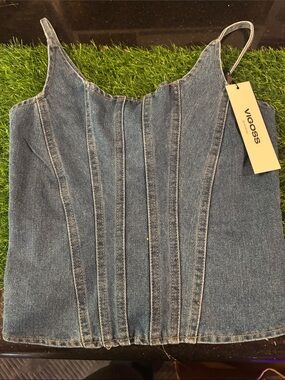 Vigoss Denim Corset Cami Top - Blue ce
